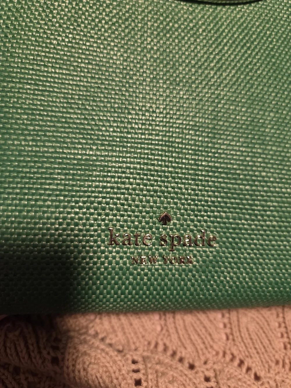 Kate Spade Alexia Green Straw Clutch Bag